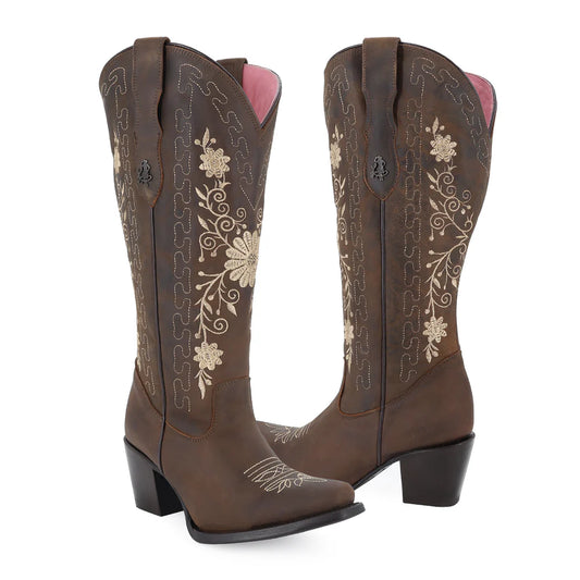 BOTAS DAMA ALTA GERBERA CURVY MIEL