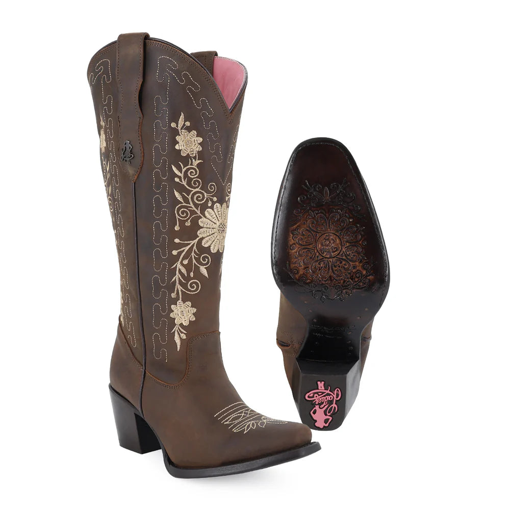 BOTAS DAMA ALTA GERBERA CURVY MIEL