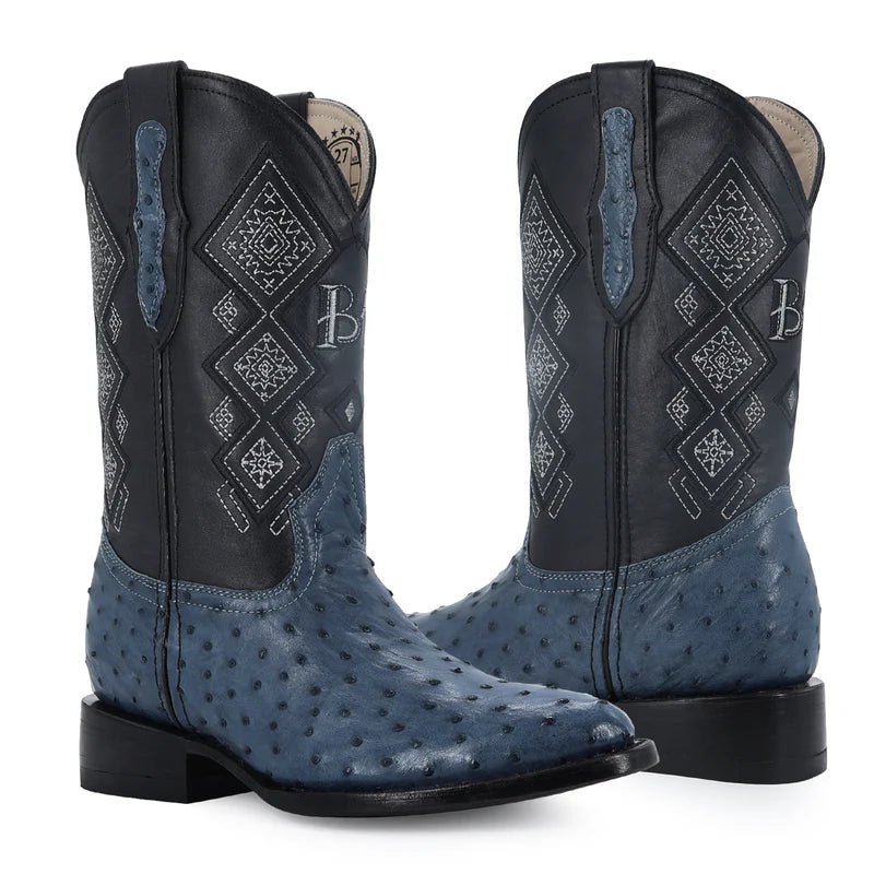 BOTAS OVAL AVESTRUZ AZUL MEZCLILLA