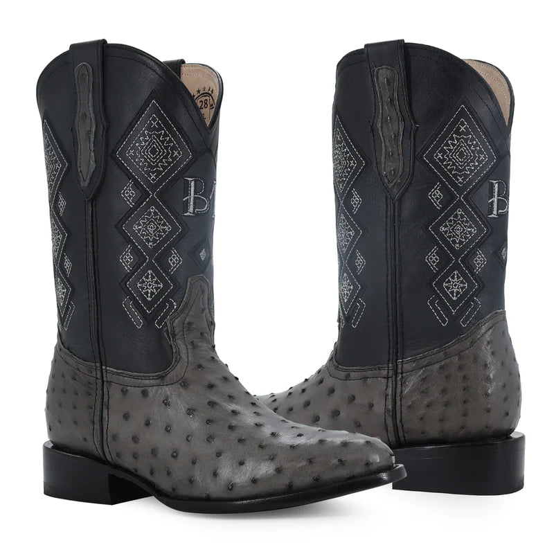 BOTAS OVAL AVESTRUZ GRIS