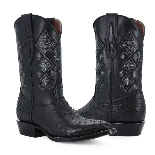 BOTAS OVAL AVESTRUZ NEGRO